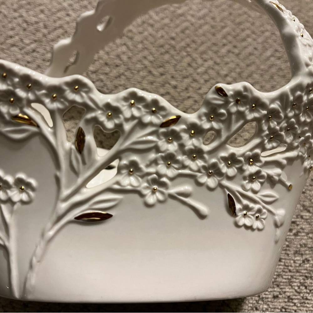 Lenox cherry blossom basket. 7” across - Picture 4 of 6